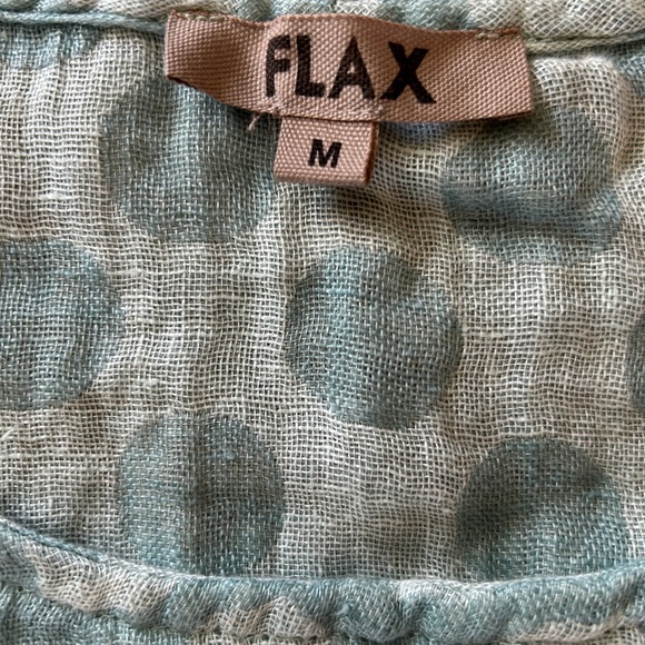 FLAX Women's 100% Linen Tank Top Sage Green Polka Dot Sleeveless Scoop Neck Sz M - Picture 3 of 4